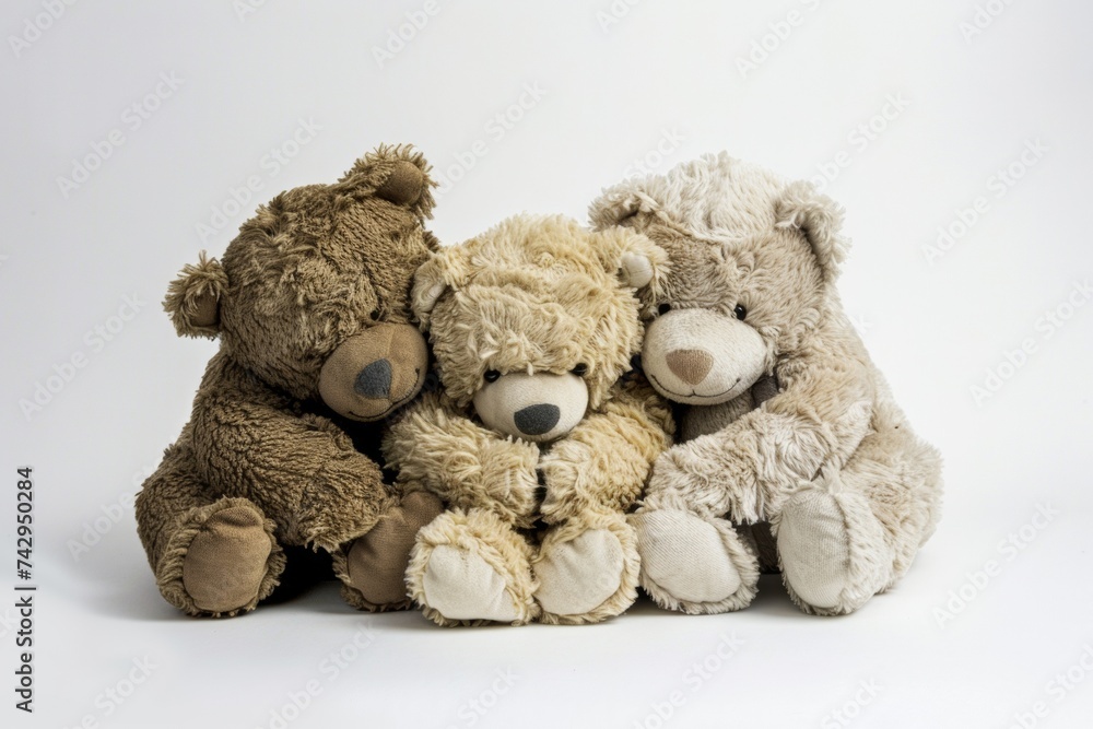 Obraz premium A bear family doll in white isolation, represent happy family. 