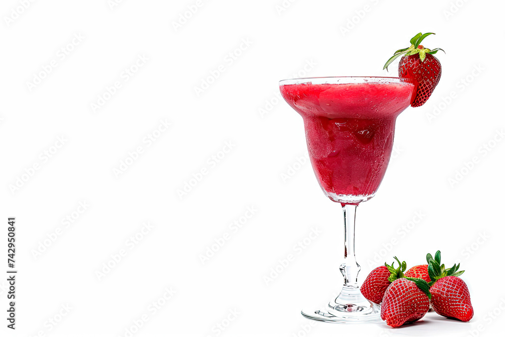 Frozen strawberry daiquiri cocktail Isolated on white background Frozen strawberry daiquiri cocktail Isolated on white background