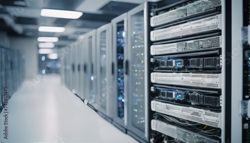 White Server Room Network_communications server cluster in a server room photo