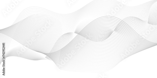  Abstract white blend digital wave lines and technology background. Minimal carve wavy white and blue flowing wave lines and glowing moving lines. Futuristic technology and sound wave line background