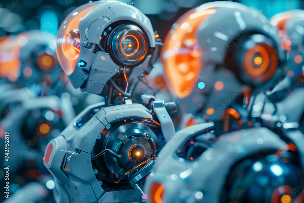 A network of machines learning from each other showcasing the power of AI and innovation. A network of machines learning from each other showcasing the power of AI and innovation.