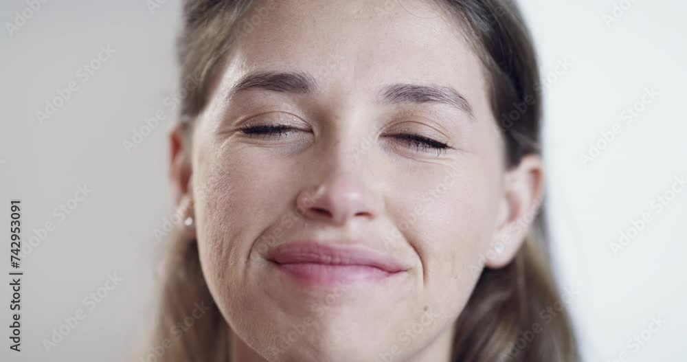 Woman, face and crying with smile for depression, anxiety and emotional with grief or mental health. Person, portrait and mourning with tears for stress, fail or disappointed with loneliness and sad Woman, face and crying with smile for depression, anxiety and emotional with grief or mental health. Person, portrait and mourning with tears for stress, fail or disappointed with loneliness and sad