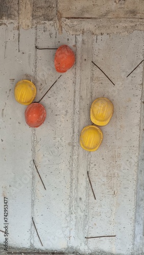 helmet helmets workes in building construction photo