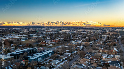 Scenic morning view of mountains range in Salt Lake city