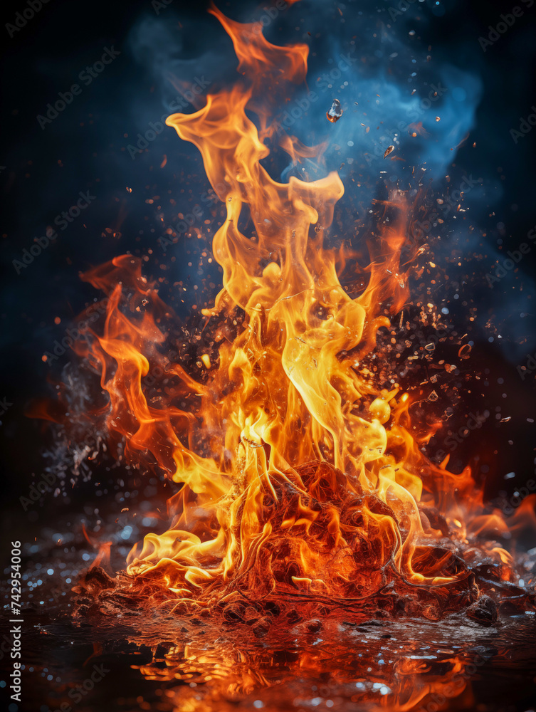 A beautiful image of fire in the dark. Abstract fire on black background. Flame of fire on a black A beautiful image of fire in the dark. Abstract fire on black background. Flame of fire on a black