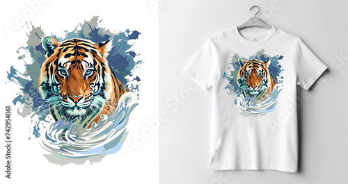 A graphic tiger with a t-shirt mockup