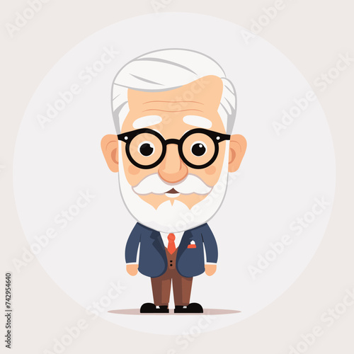 Old man grandpa with glasses cartoon illustration elder character design