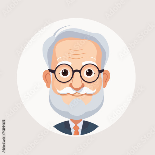 Old man grandpa with glasses cartoon illustration elder character design