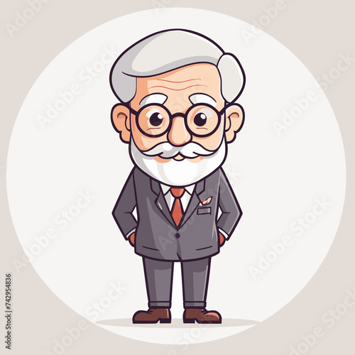 Old man grandpa with glasses cartoon illustration elder character design © umut hasanoglu