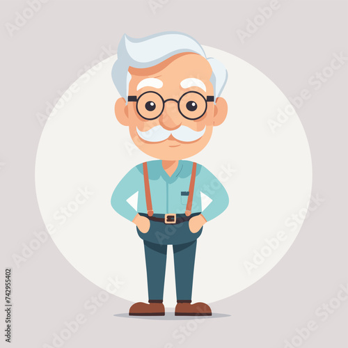 Old man grandpa with glasses cartoon illustration elder character design