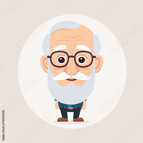 Old man grandpa with glasses cartoon illustration elder character design