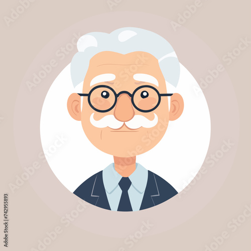 Old man grandpa with glasses cartoon illustration elder character design