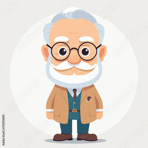Old man grandpa with glasses cartoon illustration elder character design