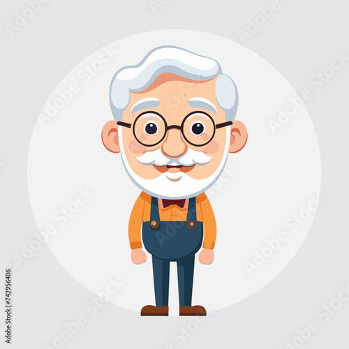 Old man grandpa with glasses cartoon illustration elder character design