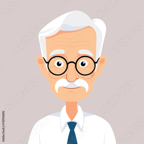 Old man grandpa with glasses cartoon illustration elder character design