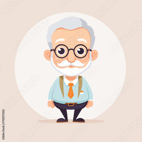 Old man grandpa with glasses cartoon illustration elder character design
