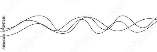 Thin line wavy abstract vector background. Curve wave seamless pattern. Line art striped graphic template. Vector design. 