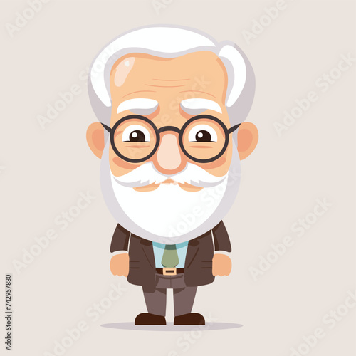 Old man grandpa with glasses cartoon illustration elder character design