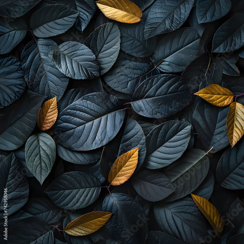  Textures of abstract black leaves for tropical leaf background. Flat lay  dark nature concept  tropical leaf  digital