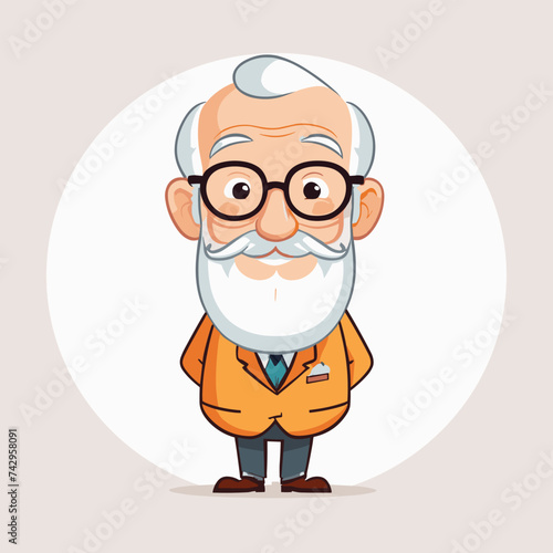 Old man grandpa with glasses cartoon illustration elder character design