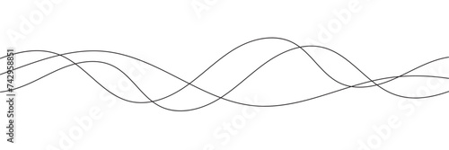 Thin line wavy abstract vector background. Curve wave seamless pattern. Line art striped graphic template. Vector design. 