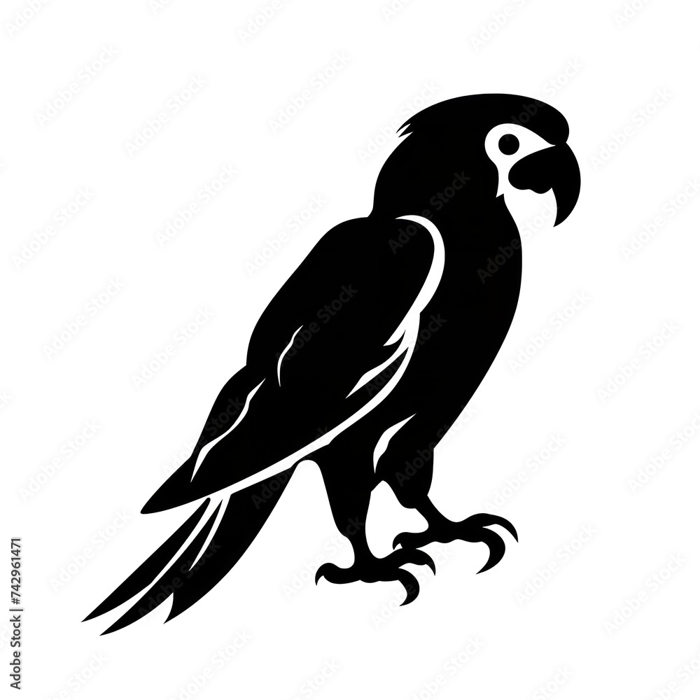 Black Color Silhouette of a Parrot: Striking Contrast

