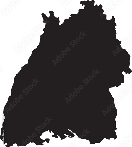 Simple outline map of Baden-Württemberg is a state of Germany. Stylized minimal line design