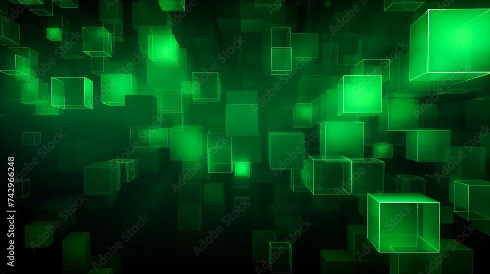 Abstract green background with cubes Abstract green background with cubes