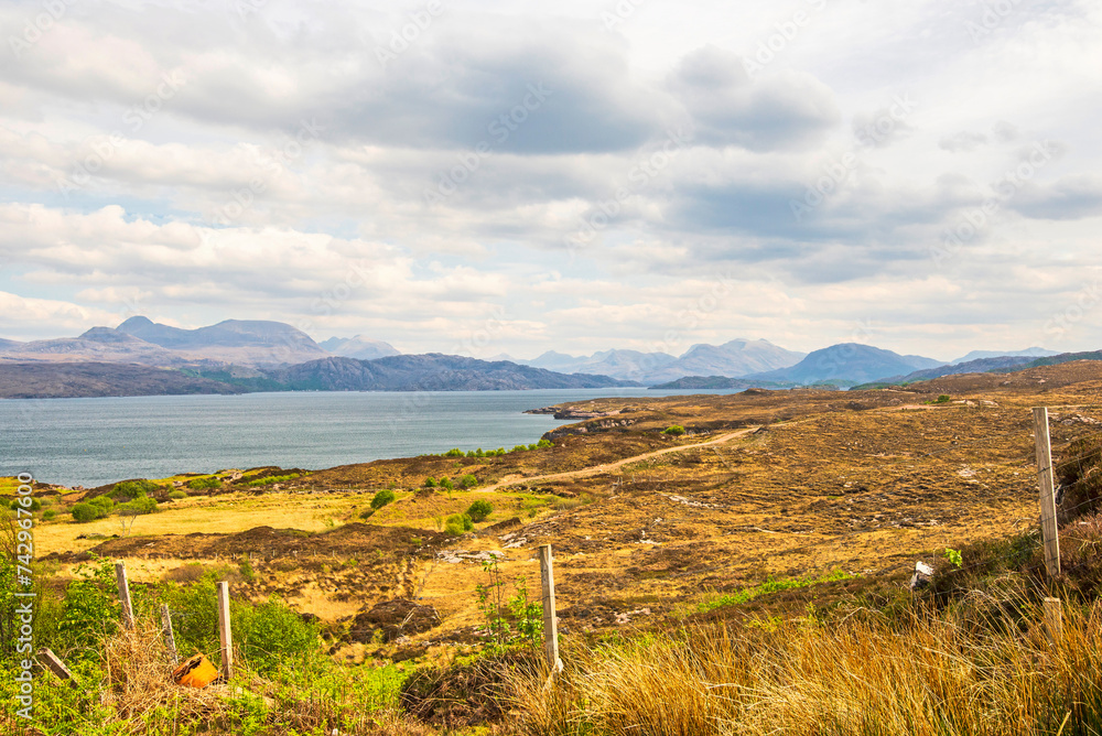 nature sceneries along the wester ross route, highlands Scotland
