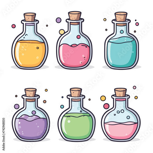 Cute potion set vector illustraiton cartoon drawing