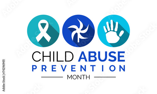 Vector illustration on the theme of National Child abuse prevention and awareness month of April. Greeting card, Banner poster, flyer and background design. photo
