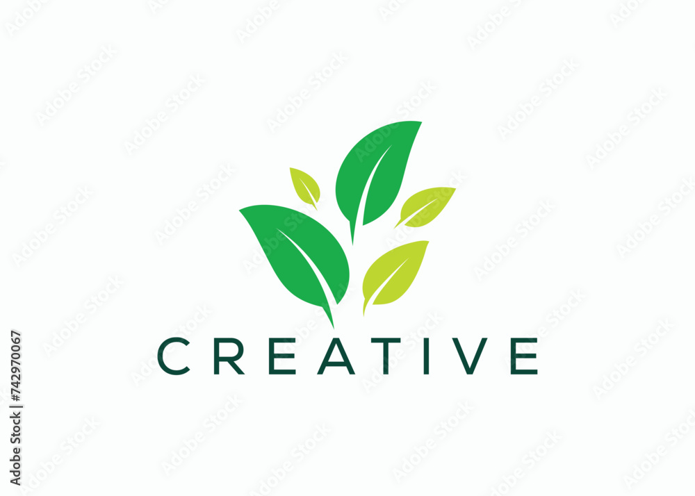 Creative and minimal abstract leaf logo vector template. Green leaf logo 