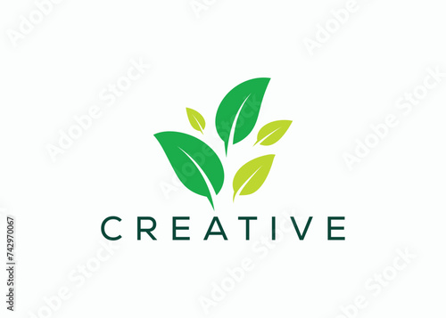 Creative and minimal abstract leaf logo vector template. Green leaf logo 