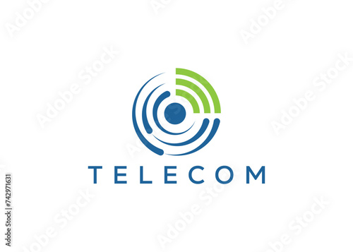 Minimalist dynamic telecom logo design vector template. Modern telecommunication logo