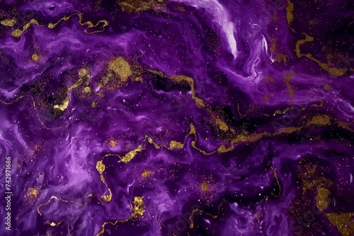 Abstract Purple and Gold Marble Texture for Artistic Design and Background