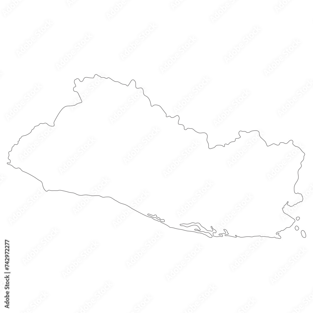 El Salvador map. Map of El Salvador in white color El Salvador map. Map of El Salvador in white color