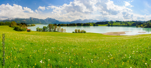 panoramic rural landscape in region Bavaria at springtime