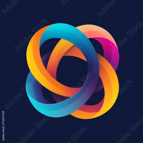 An HD capture of a futuristic, abstract flat vector logo depicting interconnected circles in vibrant, modern hues.