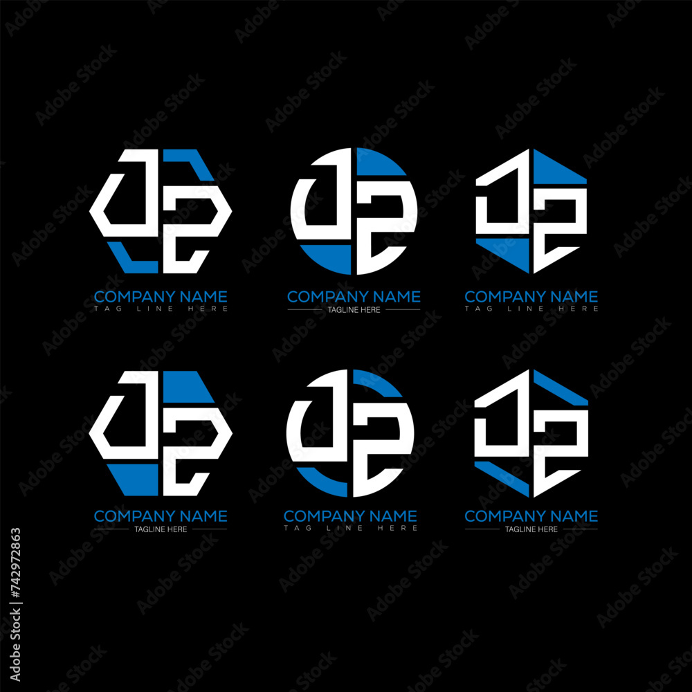 Obraz premium DZ letter logo set design.DZ monogram polygonal and circle shape vector. DZ unique design. 