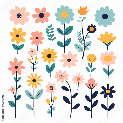 Flowers vector illustration floral set cute collection © umut hasanoglu