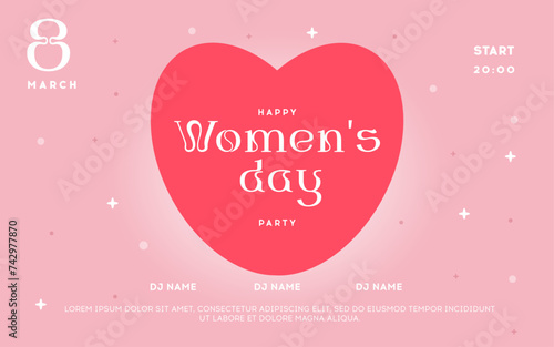 International women's day banner with heart 8 march