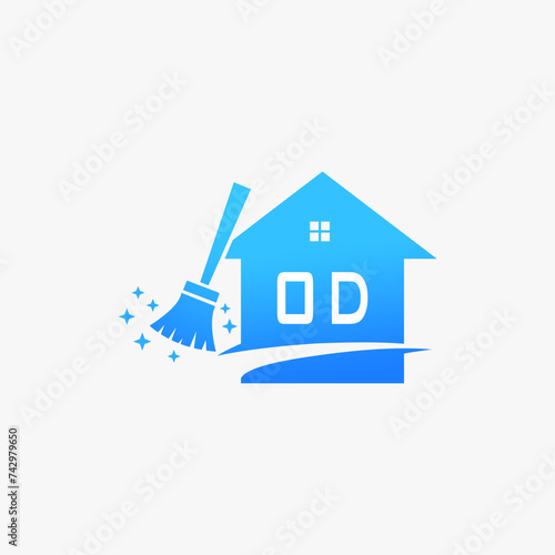 OD Initials House Cleaning Logo Vector Art  Icons  and Graphics