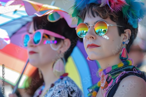 LGBTQ Pride peace. Rainbow surreal colorful her diversity Flag. Gradient motley colored red LGBT rights parade festival forest green diverse gender illustration