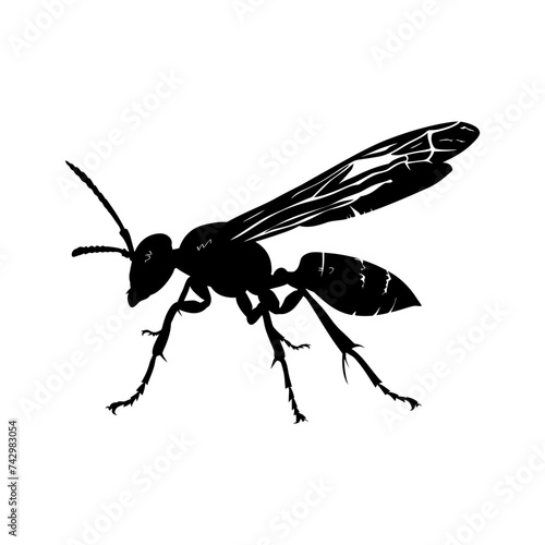 Silhouette wasp animal black color only full body