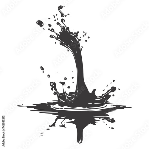 Silhouette water splash black color only