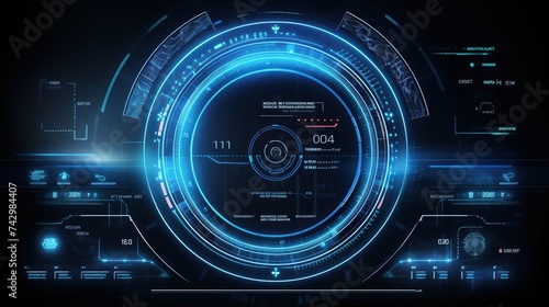Hologram hud infographic for digital user interface. Analysis or control hologram panel, futuristic technology UI screen.