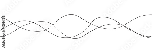 Thin line wavy abstract vector background. Curve wave seamless pattern. Line art striped graphic template. Vector illustration, eps10