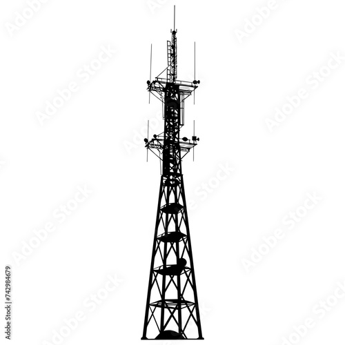 Silhouette telecommunication tower black color only