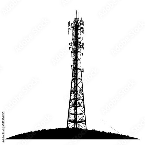Silhouette telecommunication tower black color only