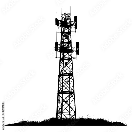Silhouette telecommunication tower black color only